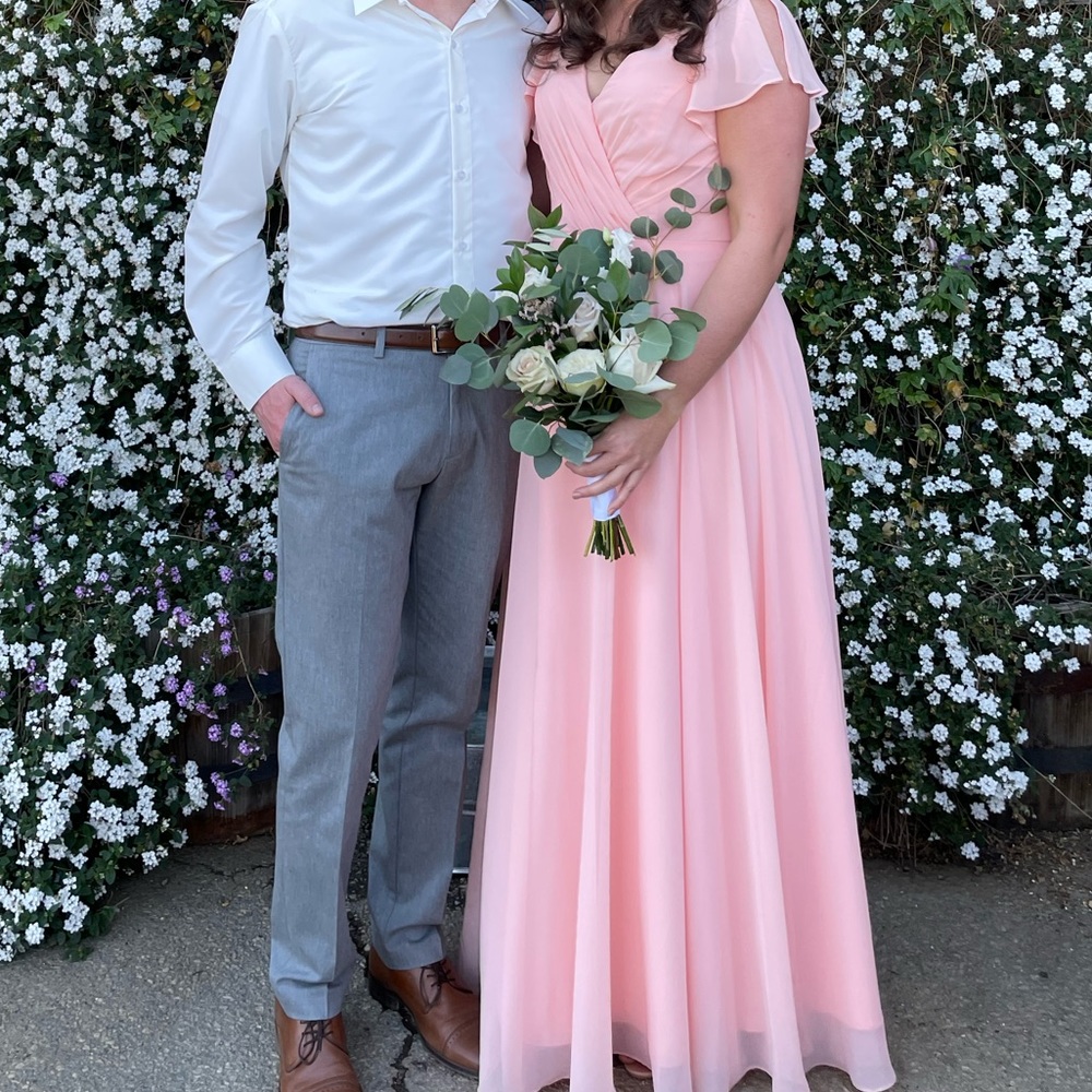 David’s Bridal Peach Bellini Dress